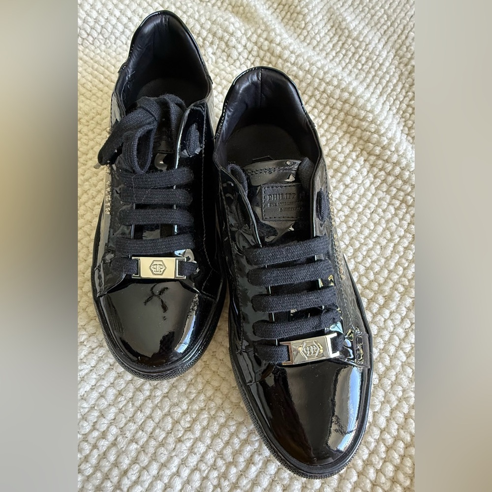 Philipp Plein Kids Black Patent Leather Sneakers